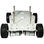 Vue de face de la base robotique métal 4 roues motrices RALLY Vue de face de la base robotique métal 4 roues motrices RALLY