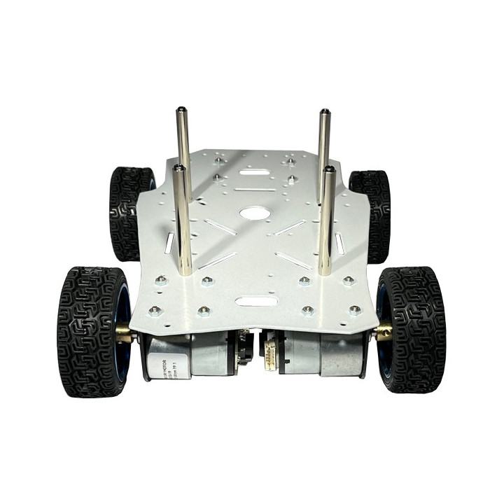 Vue de face de la base robotique métal 4 roues motrices RALLY