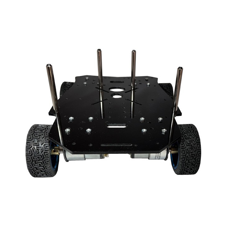Vue de face de la base robotique plastique 4 roues motrices RALLY