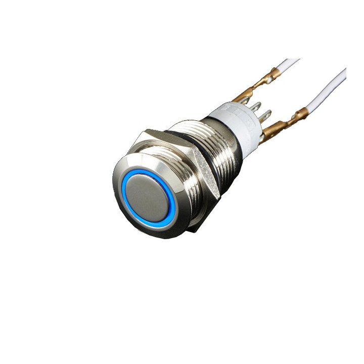 Bouton-poussoir anti-vandal anneau lumineux bleu