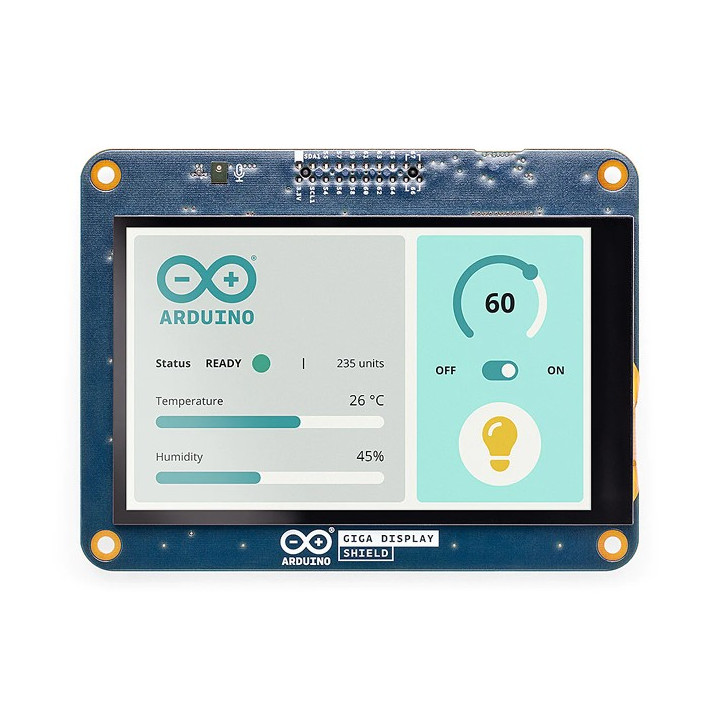 Face avant de la platine Arduino GIGA Display Shield ASX00039