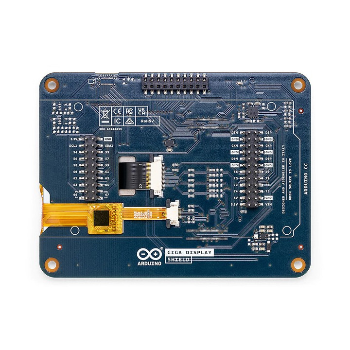 Face arrière de la platine Arduino GIGA Display Shield ASX00039