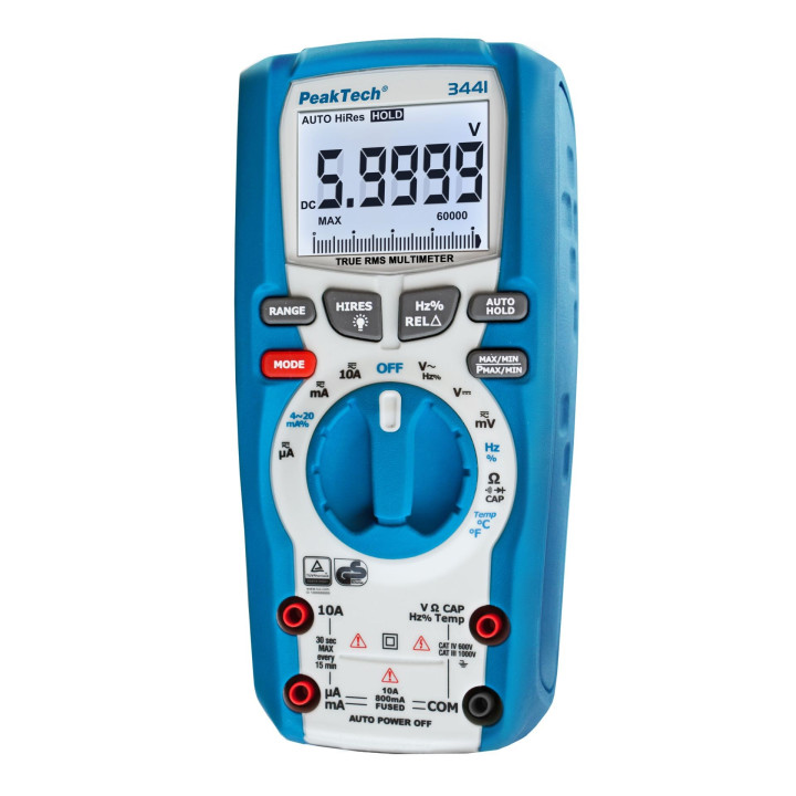 Multimètre True RMS étanche 60000 points PeakTech 3441