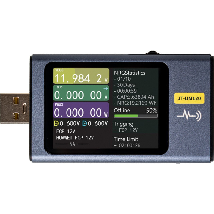 Vue de face du multimètre pour port USB Joy-it JT-UM120