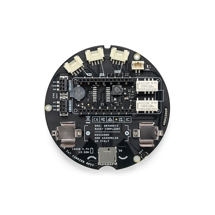 Vu de dessous de la platine MKR IoT Carrier Rev2 du starter kit Arduino® Explore IoT Kit  Rev2 AKX00044