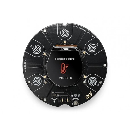 Vu de dessus de la platine MKR IoT Carrier Rev2 du starter kit Arduino® Explore IoT Kit Rev2 AKX00044