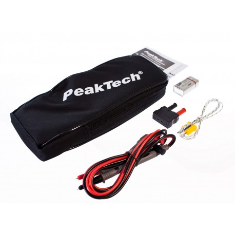 Détail du contenu de la pince ampèremétrique True RMS PeakTech® 1665 Détail du contenu de la pince ampèremétrique True RMS PeakTech® 1665