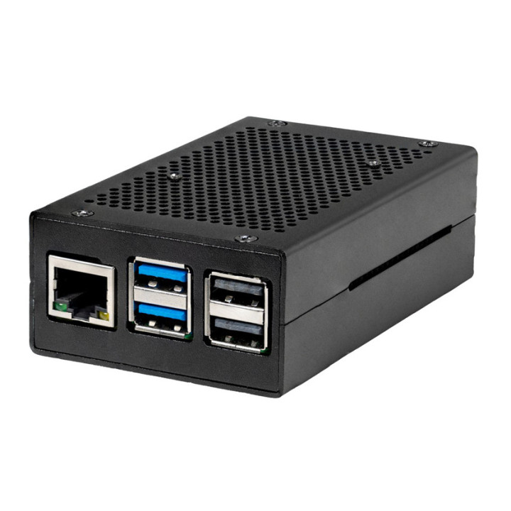 Boitier aluminium ventilé pour Raspberry Pi 5 vue de côté