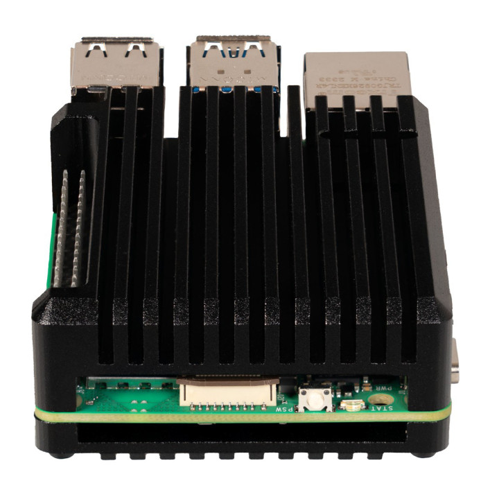 Boitier alu refroidisseur passif pour Raspberry Pi 5 vue de dos