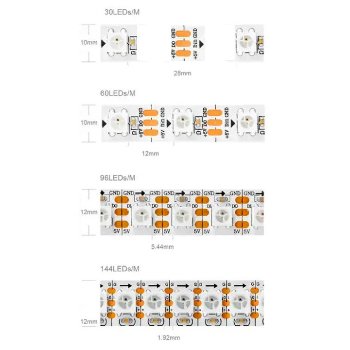 Ruban 150 leds adressables 5 m - WS2812B - 2