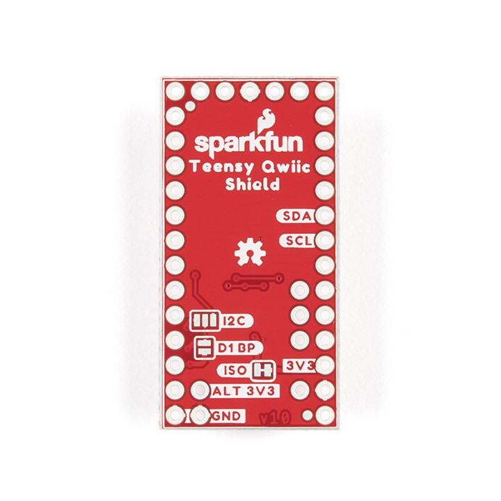 Vue de dessous de la platine Shield Qwiic pour Teesny DEV-17119