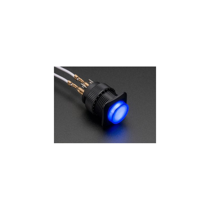 Bouton-poussoir lumineux OFF - (ON) bleu R16-503