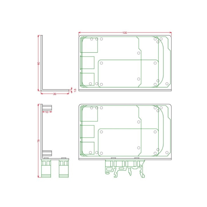 Dimensions du support de montage Rail DIN
