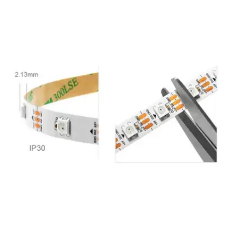 Ruban 5 m avec 150 leds RGB adressables ( WS2812B ) - exemple de découpe Ruban 5 m avec 150 leds RGB adressables ( WS2812B ) - exemple de découpe
