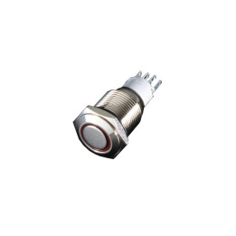 Bouton-poussoir anti-vandal M/A anneau rouge
