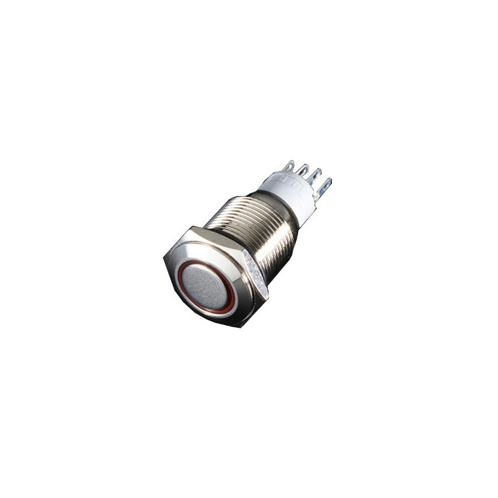 Bouton-poussoir anti-vandal M/A anneau rouge