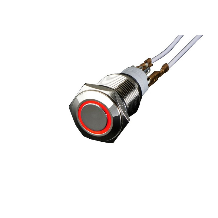 Bouton-poussoir anti-vandal M/A anneau rouge