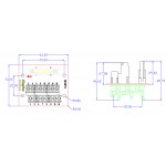 Dimensions du connecteur IDC 2x8 vers borniers pour montage Rail DIN Dimensions du connecteur IDC 2x8 vers borniers pour montage Rail DIN