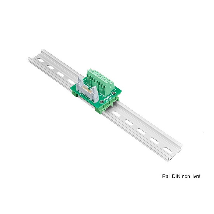 Connecteur IDC 2x8 vers borniers à vis pour montage Rail DIN