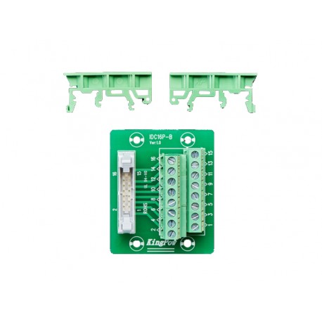 Connecteur IDC 2x8 vers borniers pour montage Rail DIN Connecteur IDC 2x8 vers borniers pour montage Rail DIN