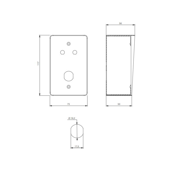 Dimensions du boîtier pour serrure à clefs KS500A