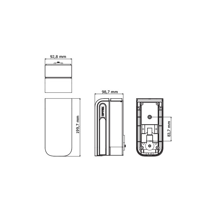 Dimensions du détecteur infrarouge double rideau (faible consom.) OPTEX BXSRW