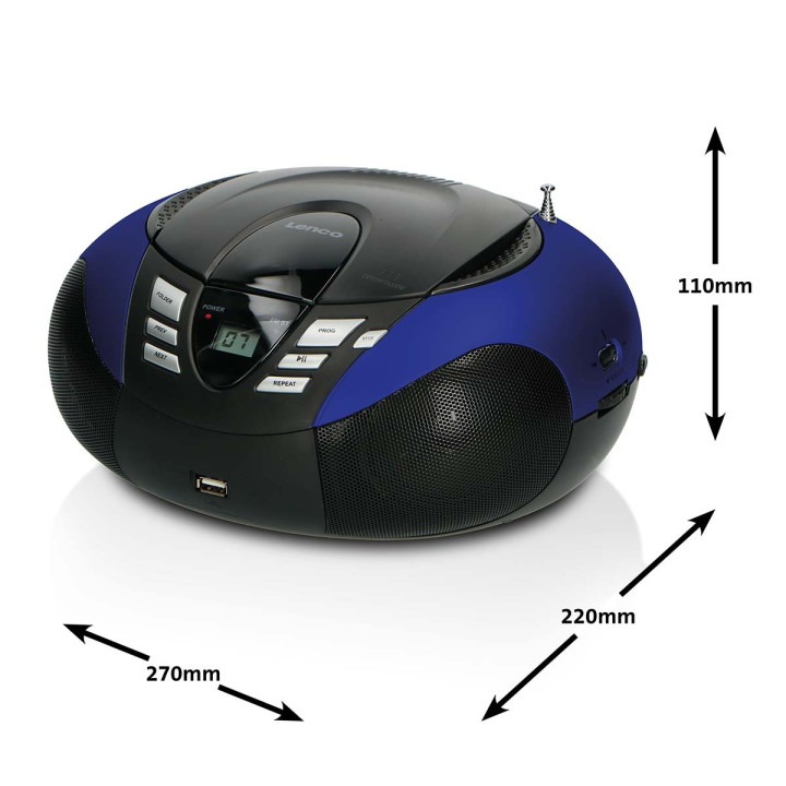 SCD-37 USB Blue Portable FM Radio CD and USB player Blue  - 12