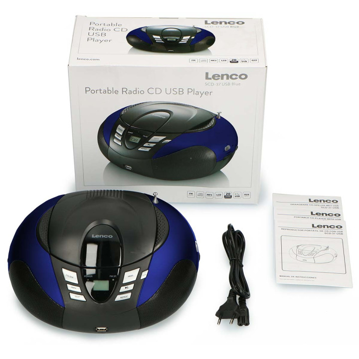 SCD-37 USB Blue Portable FM Radio CD and USB player Blue  - 13