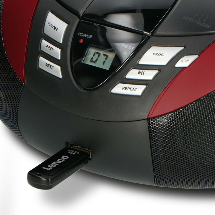 SCD-37 USB Rouge Radio FM Portable CD et Lecteur USB Rouge  - 7