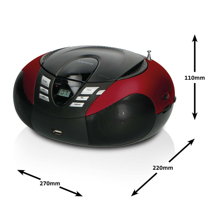 SCD-37 USB Rouge Radio FM Portable CD et Lecteur USB Rouge  - 12