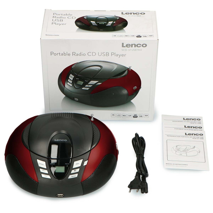 SCD-37 USB Rouge Radio FM Portable CD et Lecteur USB Rouge  - 13