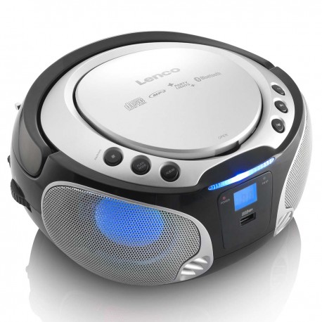 SCD-550SI Portable FM Radio CD/MP3/USB/Bluetooth® lecteur avec éclairage LED Argent - 4 SCD-550SI Portable FM Radio CD/MP3/USB/Bluetooth® lecteur avec éclairage LED Argent - 4
