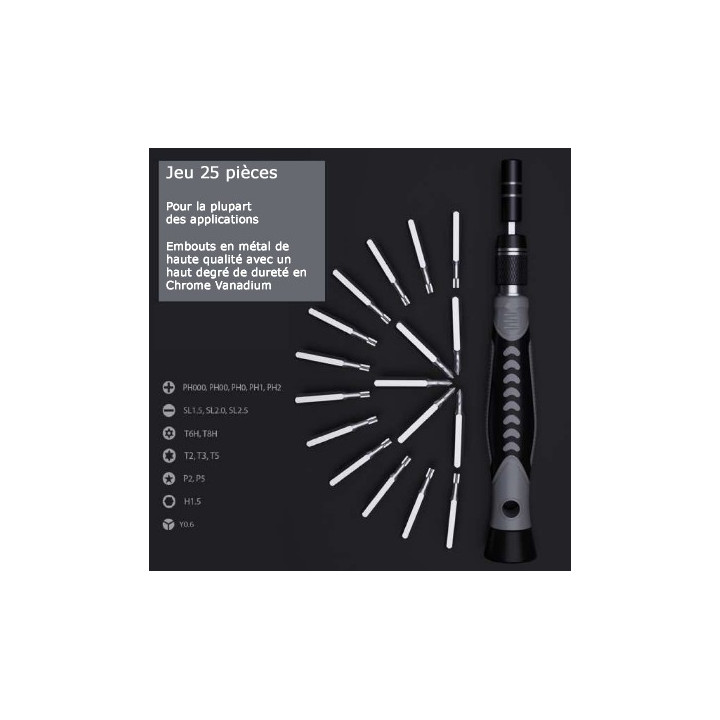 Détail du tournevis porte embout du coffret PCW08H