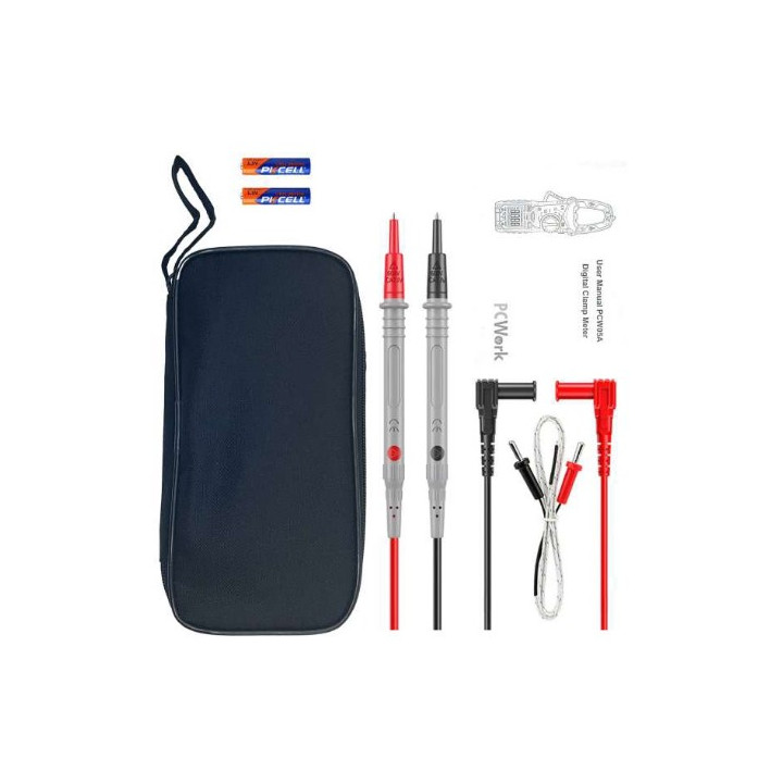 Accessoires livrés avec la pince ampèremétrique True RMS PCW05A