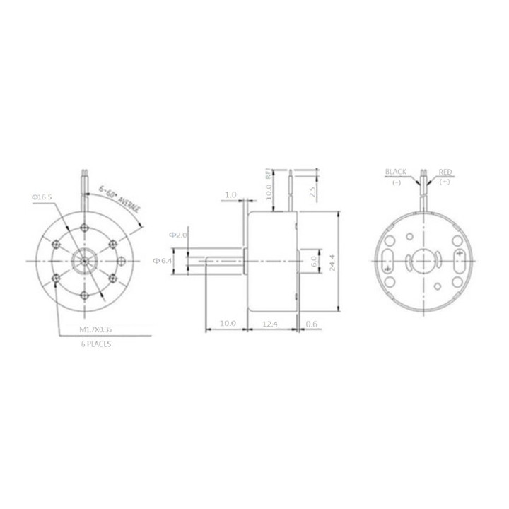 Dimensions du moteur solaire RED-10004