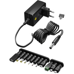 Bloc secteur multi-tensions 3 à 12 Vcc (7,2 W) avec 11 embouts