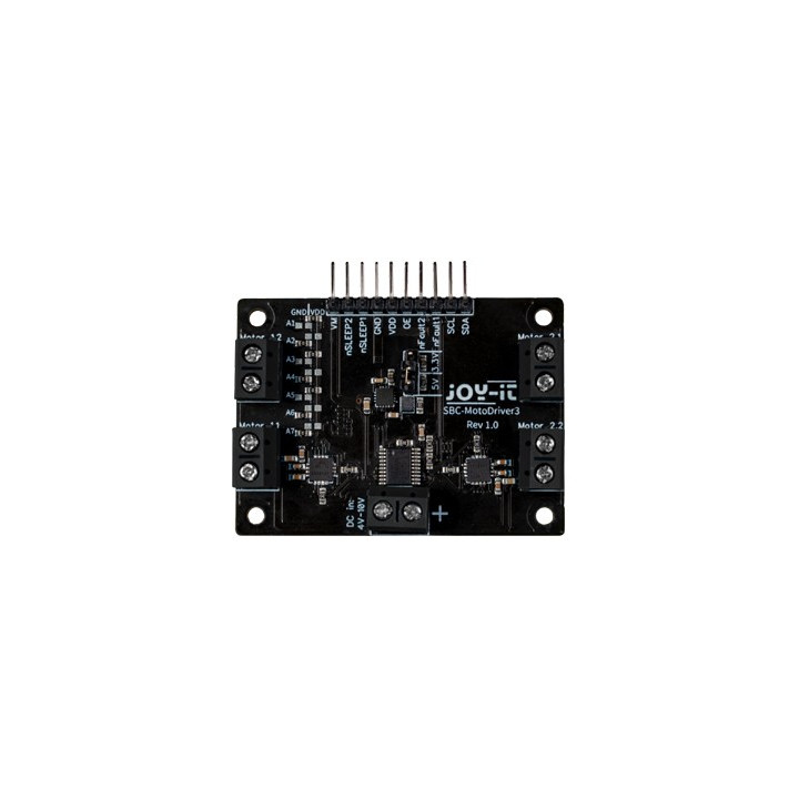 Face avant du  module de commande de moteurs SBC-MotoDriver3