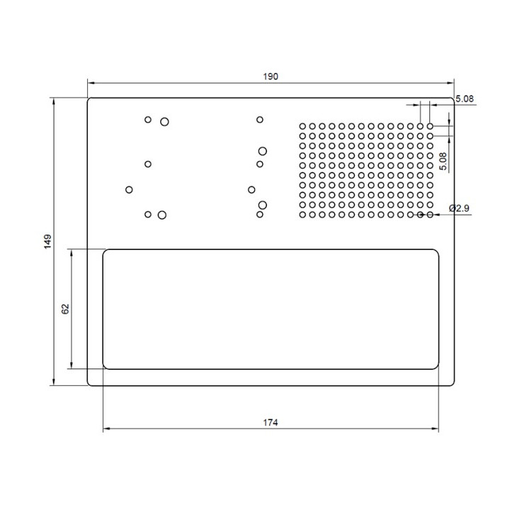 Dimension de la plaque support d'expérimentation RB-MOUNT2