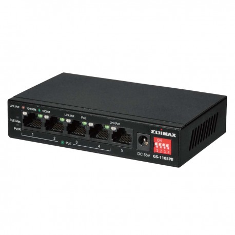 Commutateur PoE+ Gigabit 5 ports à longue portée avec 4 ports PoE+ et commutateur DIP - 2