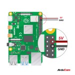 Détail des broches pour alimenter le module caméra ArduCAM Time of Flight B0410 sur une Raspberry Pi Détail des broches pour alimenter le module caméra ArduCAM Time of Flight B0410 sur une Raspberry Pi