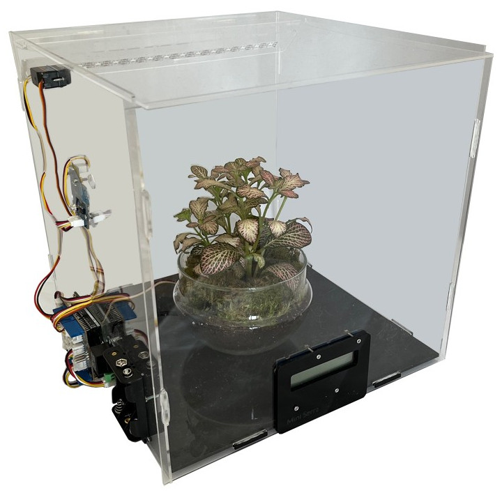 Mini serre automatisée intelligente base Arduino (vue de côté)