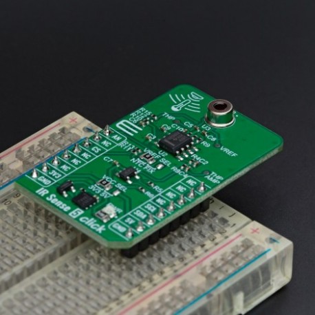 Exemple d'utilisation sur une bradboard du capteur de température IR Sense 5 click MIKROE-6093