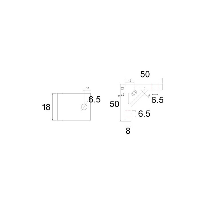 Dimensions Grande équerre d'angle pour profilé ACRZilla série 20x20