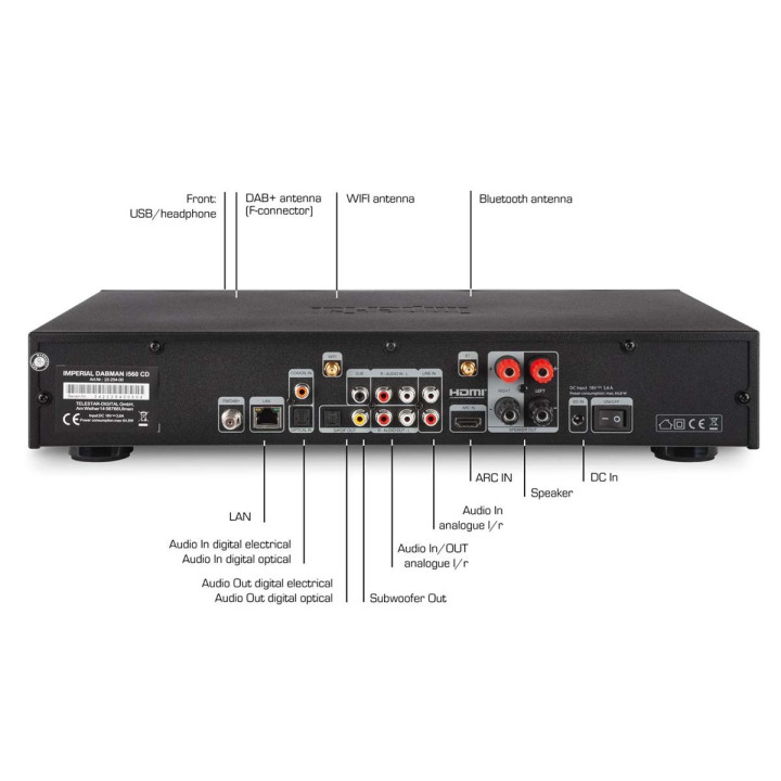 DABMAN i560 CD Chaîne hi-fi tout-en-un avec amplificateur et lecteur CD DAB+ / FM / Internet / Bluetooth Noir  - 5