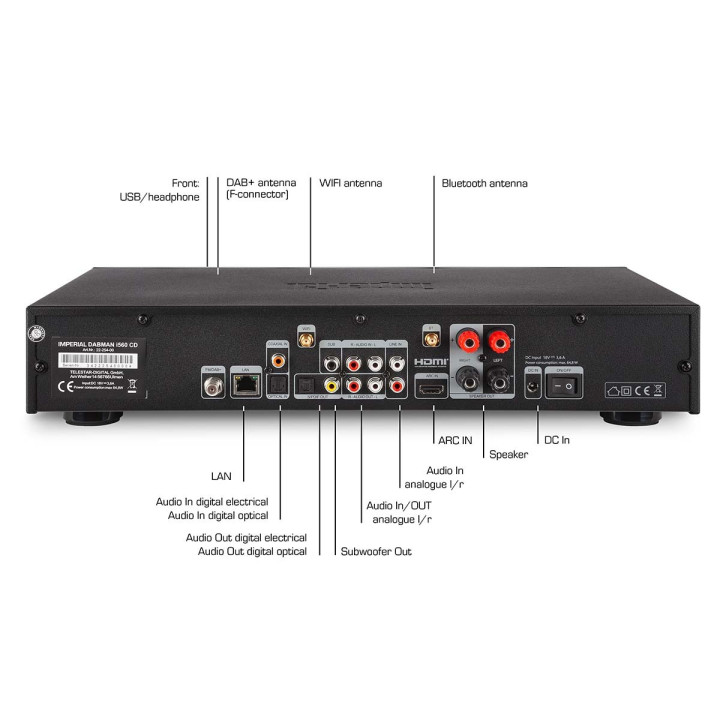 DABMAN i560 CD Chaîne hi-fi tout-en-un avec amplificateur et lecteur CD DAB+ / FM / Internet / Bluetooth Noir  - 9