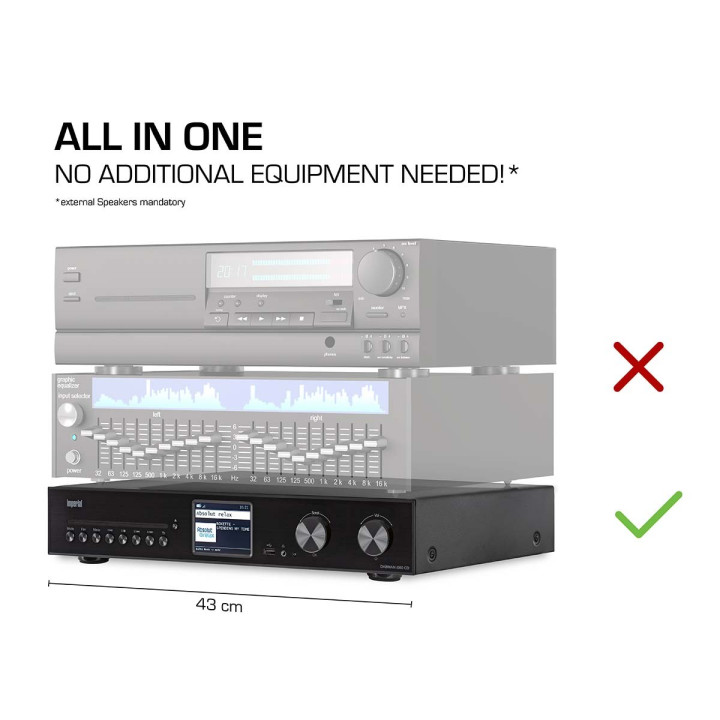 DABMAN i560 CD Chaîne hi-fi tout-en-un avec amplificateur et lecteur CD DAB+ / FM / Internet / Bluetooth Noir  - 12