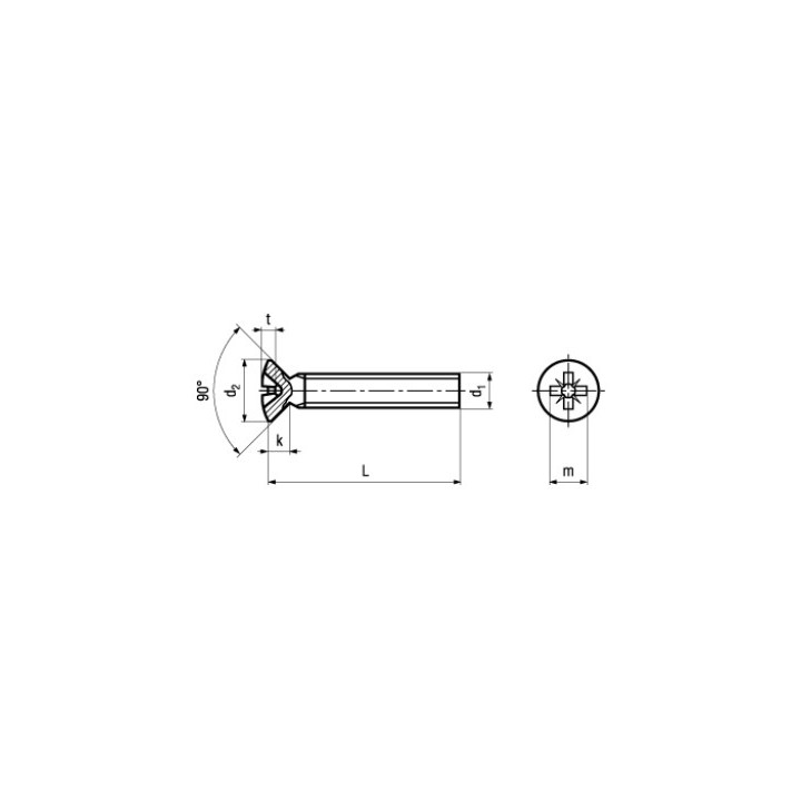 Dimensions vis acier zingué M3 x 10 mm