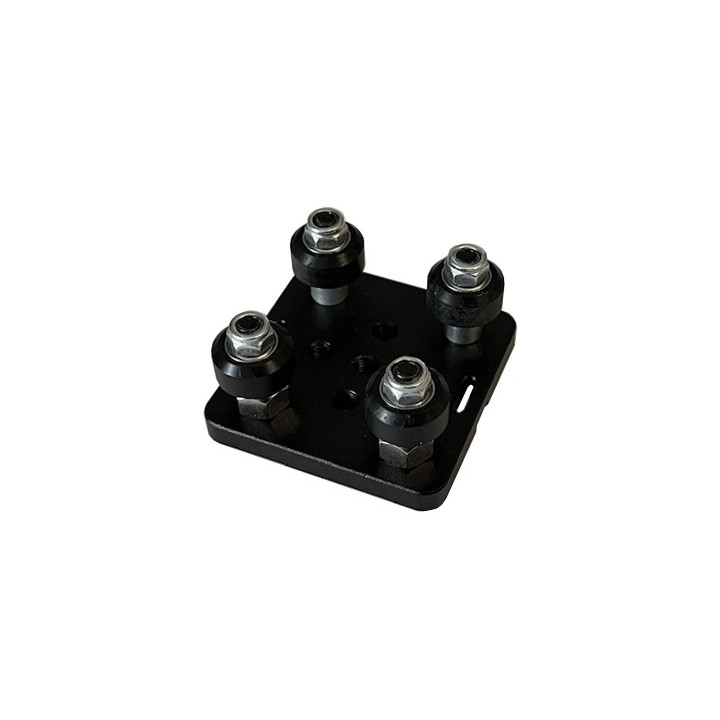 Vue de dessous du Petit chariot mobile 4 roues pour profilés 20x20