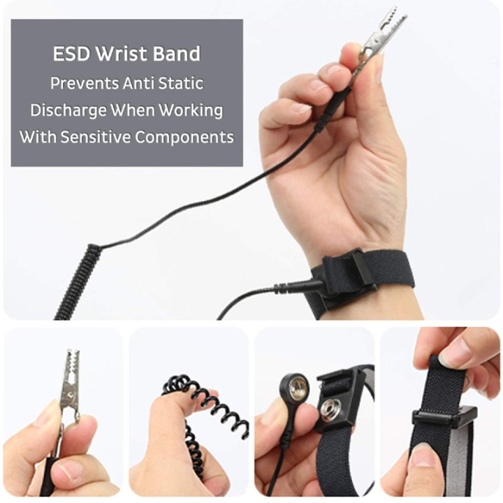 Bracelet antistatique livré avec le jeu de tournevis PCW08J