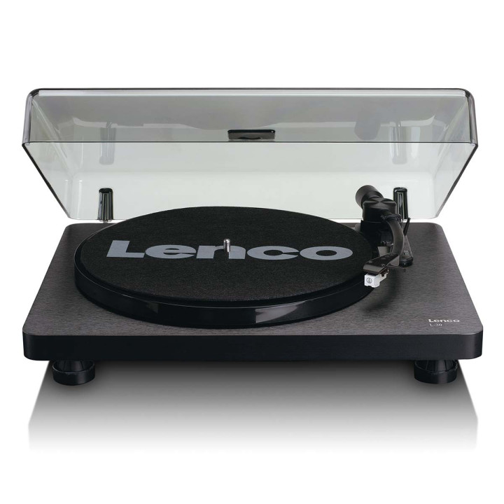 Platine vinyle en bois avec cartouche MMC et encodage PC Noir  - 1